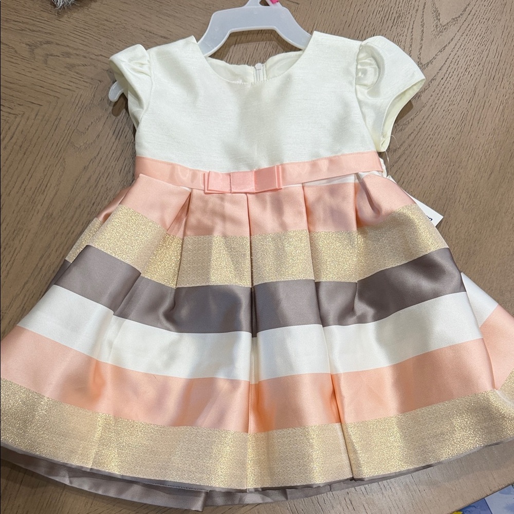 Jessica Ann Cream and Peach Striped Dress